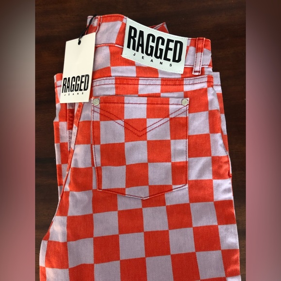The Ragged Priest Rook Jeans Red/Purple Checkerboard - Picture 2 of 4
